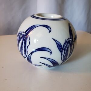Vintage Bombay Ceramic Blue & White Candle Votive Tealight Holder 4.5”